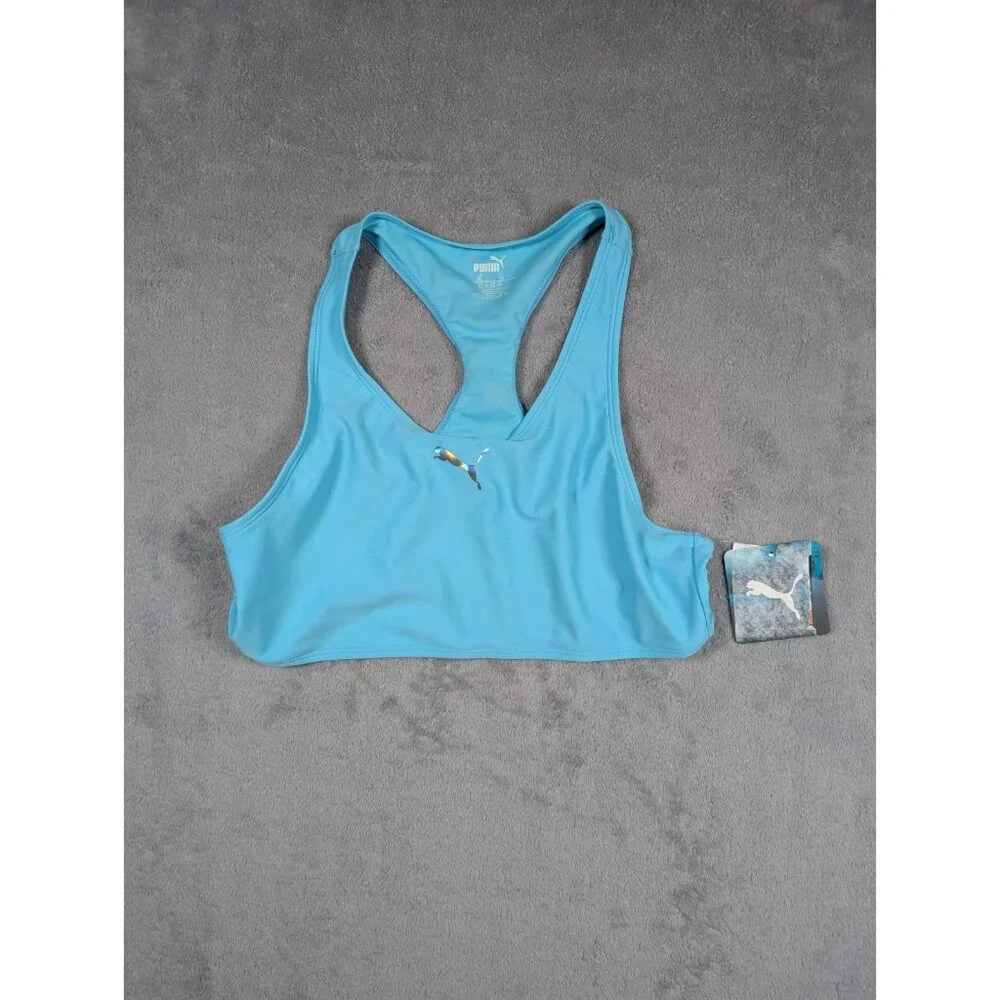 PUMA Girls Swimsuit Top Size XL Turquoise Active Summer Swimwear Performance